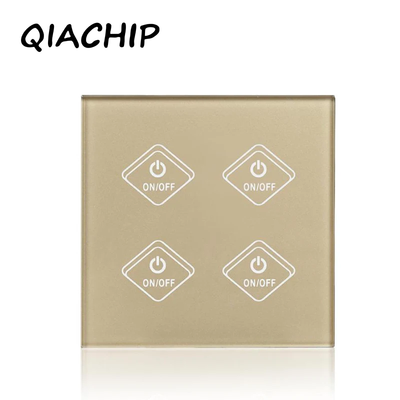 

QIACHIP Standard Remote Control Switch 4 Gang 1 Way RF 433Mhz Smart Home Wall Switch Wireless remote control touch light switch