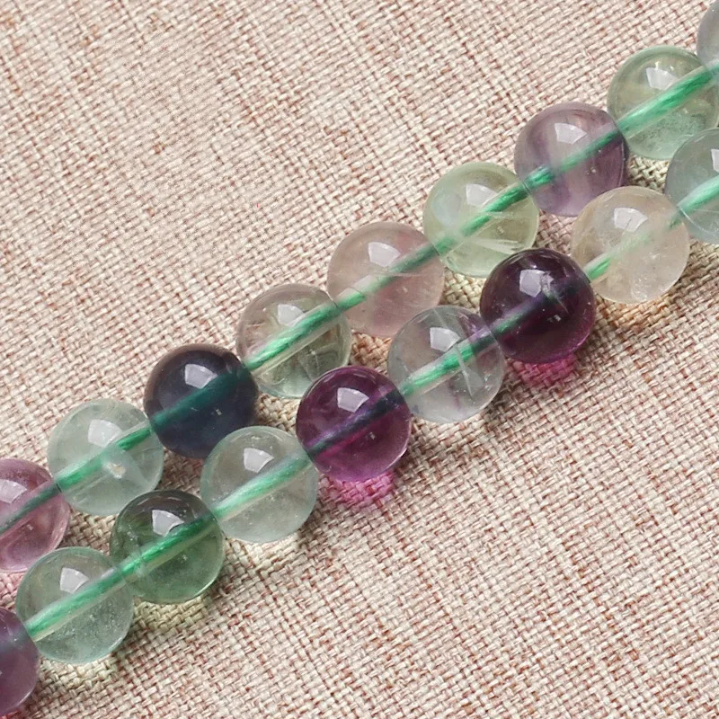 A Strand 15.5'' Natural Crystal Multi-colour Round Loose Fluorite Bead 4/6/8/10mm DIY Jelelry Supplies | Украшения и