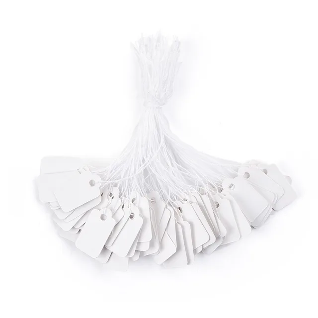 Pandahall 500pcs Price Tags Rectangle White Paper Tags Scallop Head