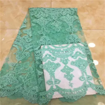 

Green Flower Sequined Net Lace Fabric Gold And Other Sequins Embroidered Wedding Fabric African 2019 beads New Design Net Laces