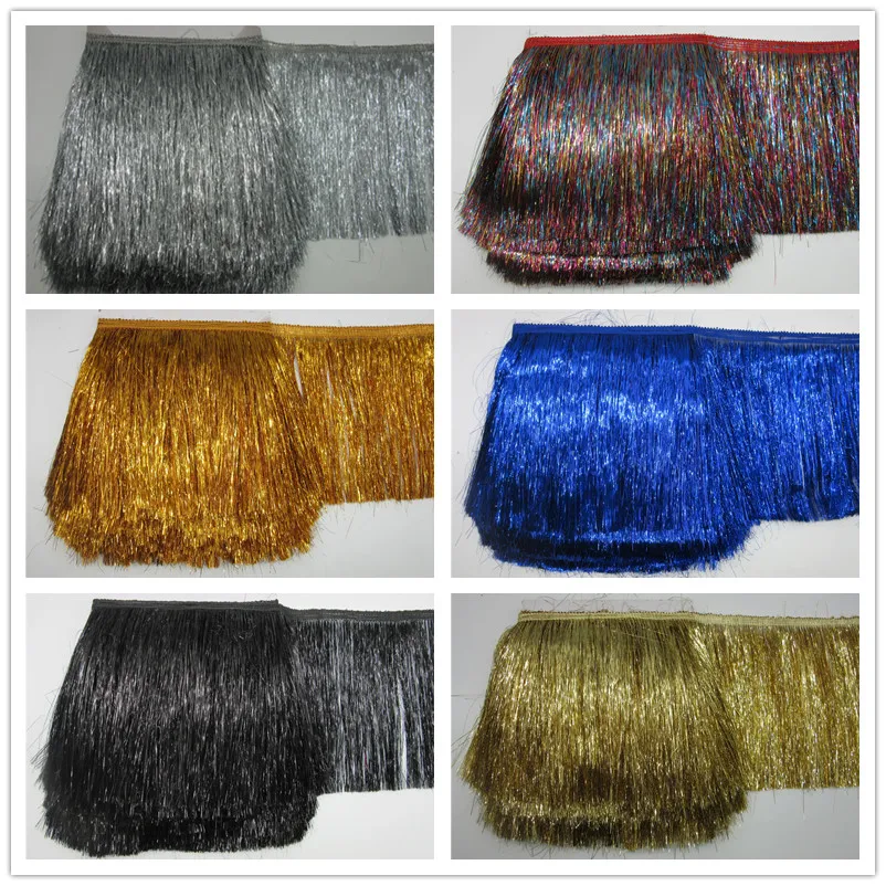 

YY-tesco 1 Yard 20CM Long Lace Fringe Trim Tassel Fringe Trimming For Diy Latin Dress Stage Clothes Accessories Lace Ribbon