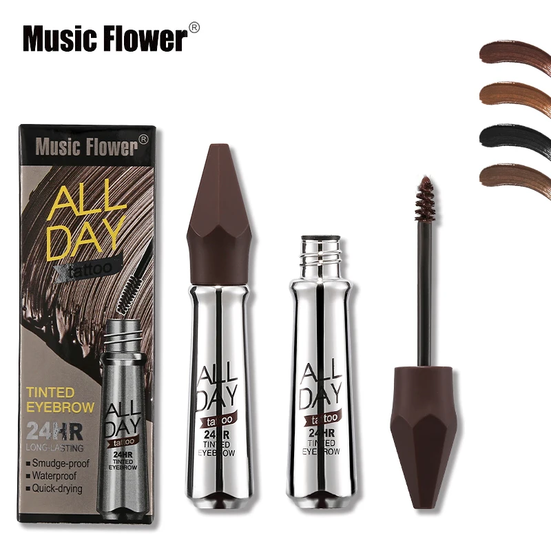 

Music Flower Eyebrow Cream Gel 4 Colors Brown 3D Tinted Eye Brow Enhancer Makeup Waterproof 24H Long Lasting Dye Eyebrow Pomade