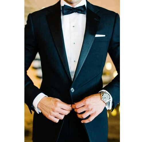 

Slim Fit One Button Dark Blue Groom Tuxedos Groomsmen Men's Wedding Prom Suits Bridegroom (Jacket+Pants+Girdle+Tie) K:619