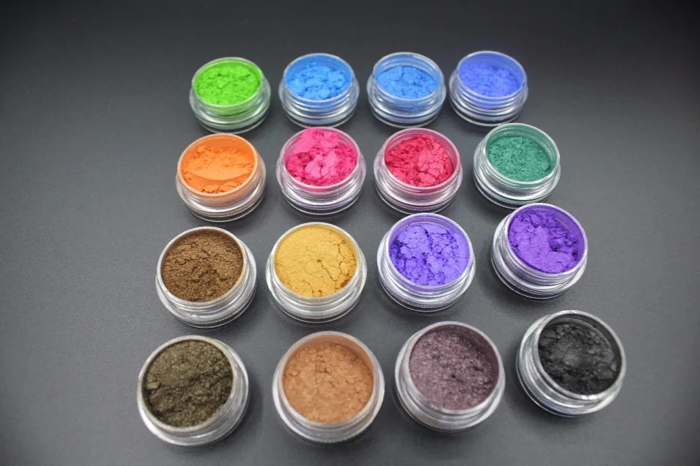 

16pcs Mica Pigment Powder ~Eye Shadow Set Organic Beauty Minerals Vegan All Natural Hand Crafted Eyes Lips Nail Art, Pigments