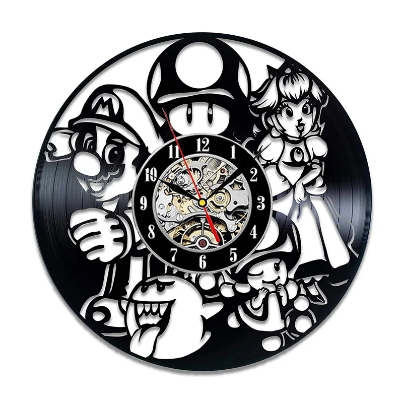 Супер Марио игра виниловая запись настенные часы современный дизайн игровая комната 3D Подвесные часы настенные часы искусство домашний декор подарки для детей - Цвет: 13