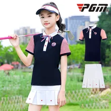 PGM Летняя Детская куртка для гольфа футболка с короткими рукавами для девочек платье для гольфа комплект с плиссированной юбкой
