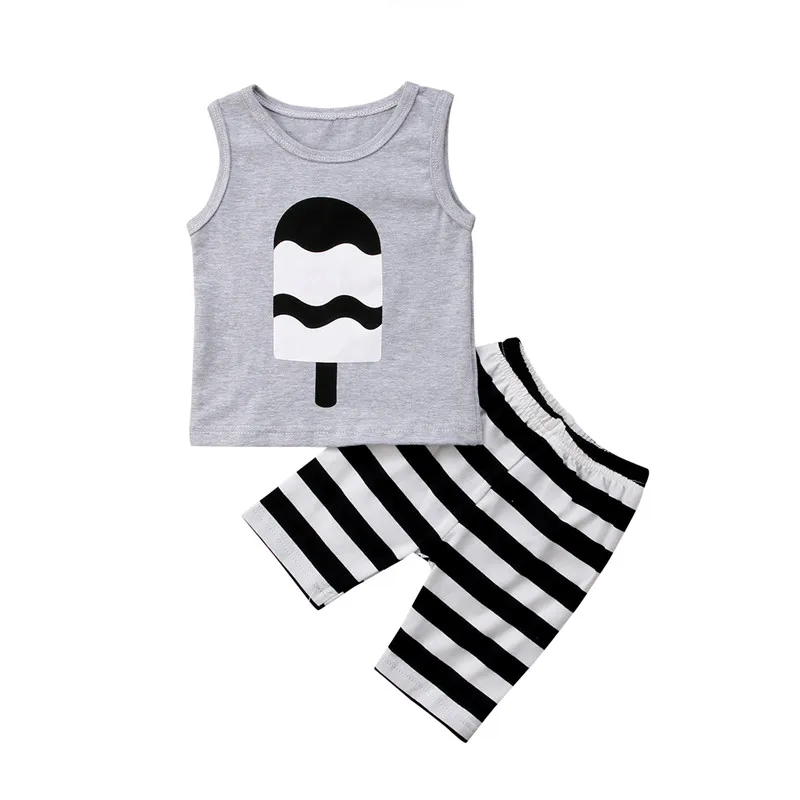 Toddler Kids Baby Boy Clothes Set Sleeveless Summer T shirt Tops Vest