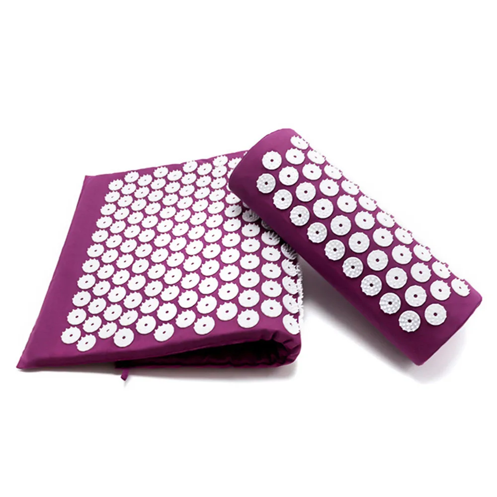 

Massage Cushion Yoga Mat Acupressure Relieve Stress Back Body Pain Spike Mat Foot Massage With Pillow Shiatsu Sheet Finger Clamp