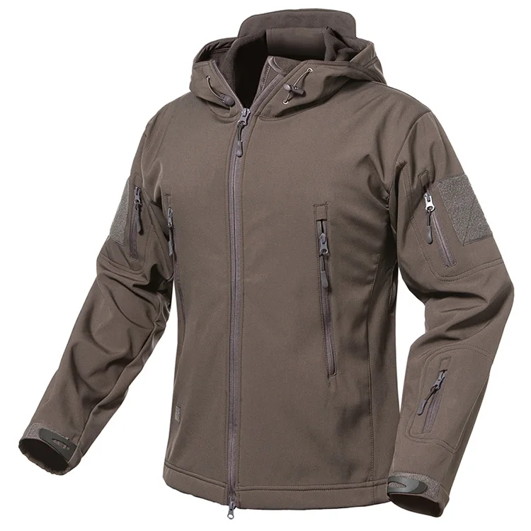Акула кожи куртка V5 мягкая оболочка водонепроницаемая куртка для мужчин; стиль милитари зимняя флисовая куртка армейская одежда камуфляжные куртки - Цвет: GRAY