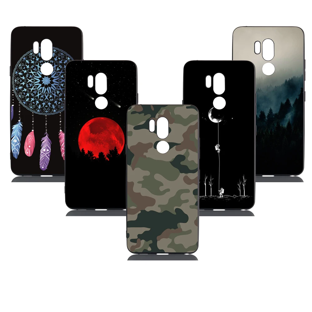 Black Silicon Phone Case for LG G7 ThinQ Printed Pattern