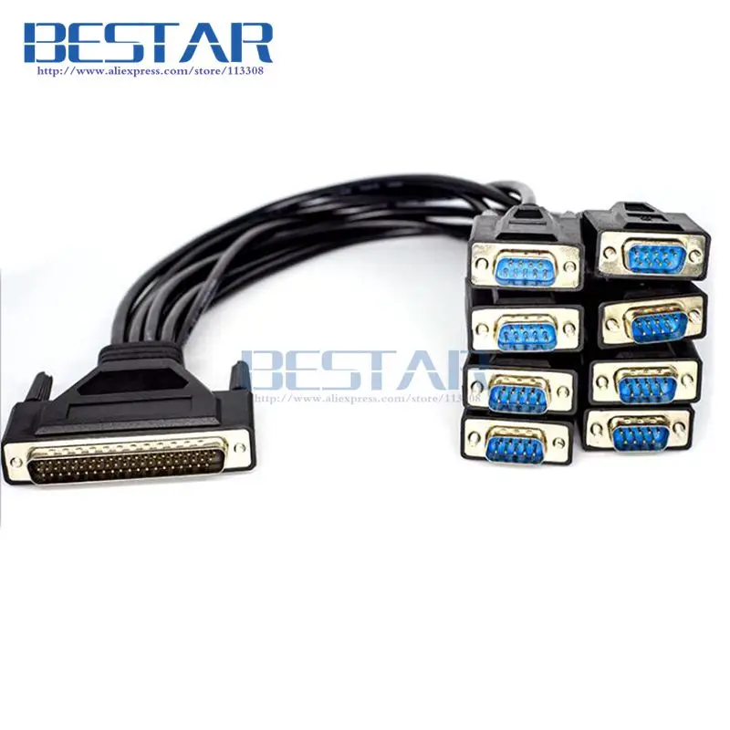 

(50pieces/lot) DB62 DB 62 Pin Male To 8 * DB9 DB 9PIN X 8 male Adapter connector serial port cord cable For scsi PCI 1 in 8 out