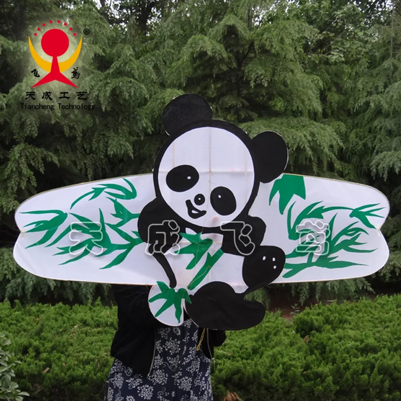 new weifang panda kite cerf volant single line kites animal windsock