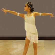 Юбка для латинских танцев для детей; Новинка г.; платье с бахромой на конкурс латинских танцев; Высококачественная юбка с бахромой для латинских танцев для девочек
