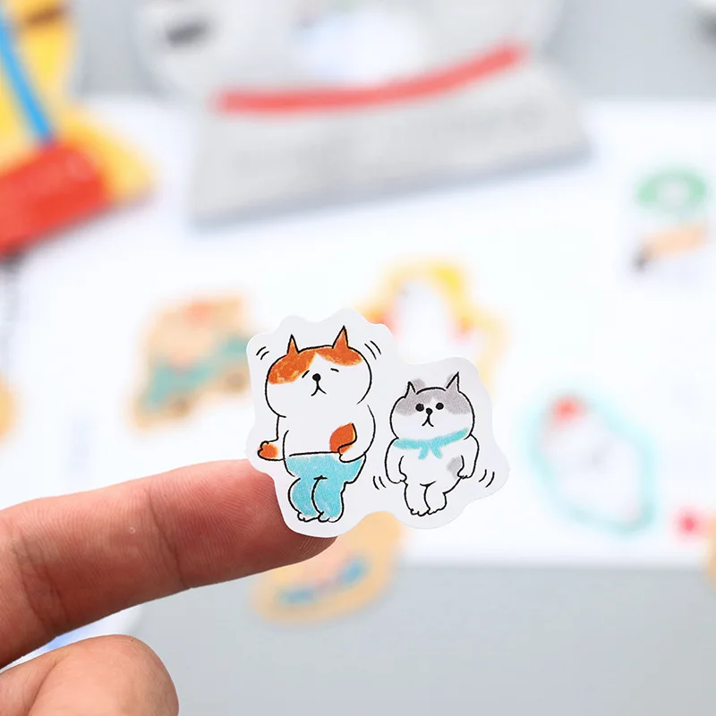 Creative cartoon Kawaii Animal cat Decorative PVC Stickers Scrapbooking Stick Label Diary Stationery Album Stickers