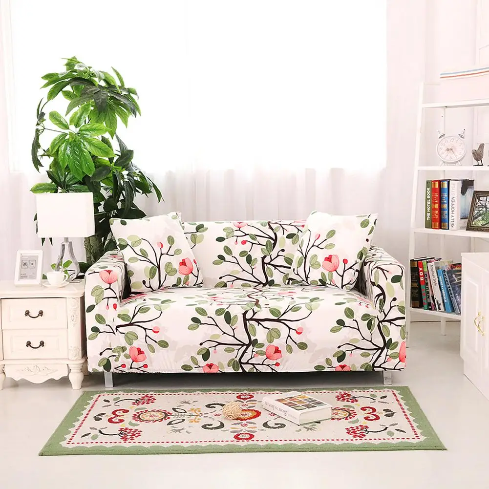 

Home Flower Tree Patterned Sofa Cover Slipcover Full Wrapped Anti-dirty Elastic Sofa Protective Case