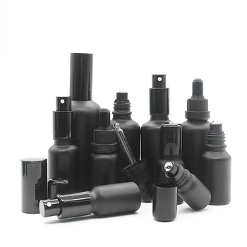 

2/10pcs/lot 5/10/15/20/30/50/100ml Empty Matt Black Glass Essential Oil Perfume Dropper Bottles Sprayer Atomizer Roller On Ball
