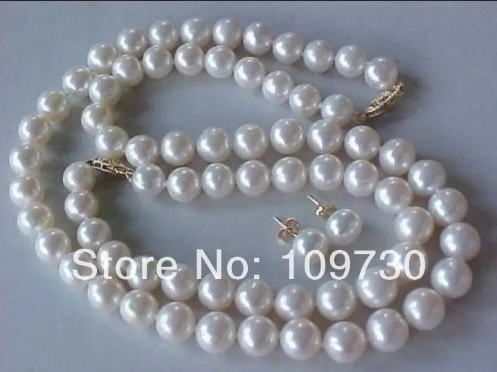

Jewelry 00571 GENUINE 10-11MM AAA WHITE PEARL NECKLACE, BRACELET & EARRINGS set14K (A0513)