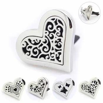 

2016 New 30mm Stainless Steel Needle Big Hearts Aromatherapy/Essential Oil Diffuser Perfume Locket Clip for Car