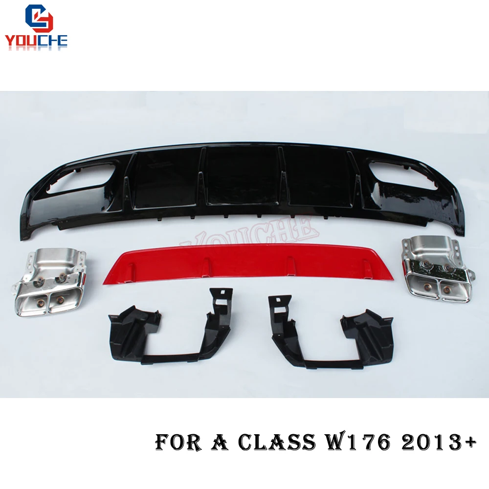Для Mercedes W176 A Class A180 A200 A250 AMG упаковка A45 Style Diffuser & 304 из нержавеющей стали 4 выпускные