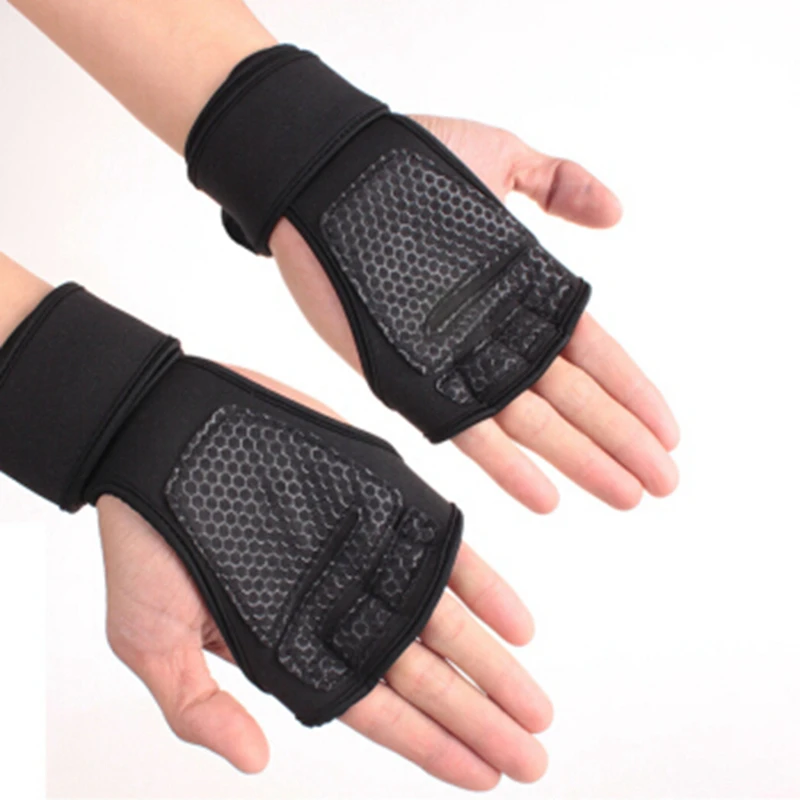 New 1 Pair Weight Lifting Training Gloves Women Men Fitness Sports Body Building Gymnastics Grips Gym Hand Palm Protector Gloves (26)