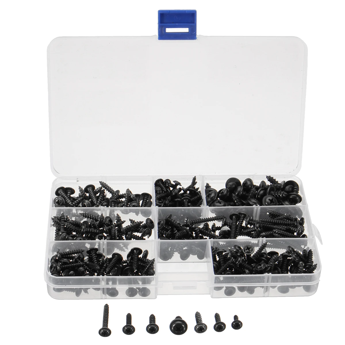

340 Assorted Pieces Stainless Steel Screws Set Assortment Round Head Self Tapping Screws Box Kit No. 4 6 8 10