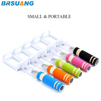 

50pcs/lot BRSUANG Mini Anti-Skid Handle Selfie Stick Universal Monopod Drive by Wired for Samsung Xiaomi HTC LG iPhone Huawei