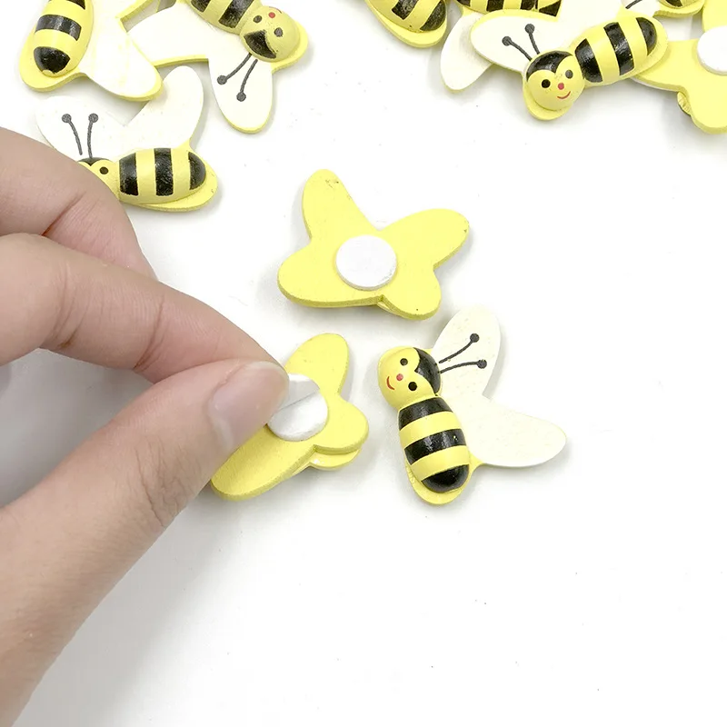 

50PCS/bag Wood Honeybee Sponge Stickers Bumble Bee Sticker Wedding Decoration Fridge Sticker Kids Toys Wall Stickers Home decor