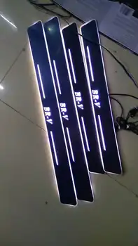 Eosuns led移動ドアスカッフnerfバー&ランニングボードドア敷居光板オーバーレイライニング用ジープグランドチェロキーコンパス