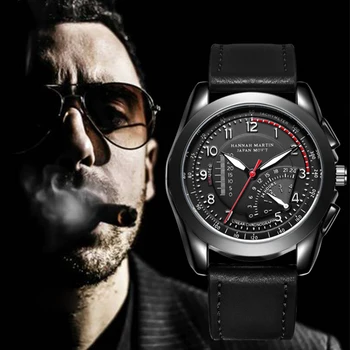 

HM Top Brand Sport Men Watch Quartz Analog Faux Leather Fashion Military Quality Waterproof Black Wristwatch Relogios Masculino