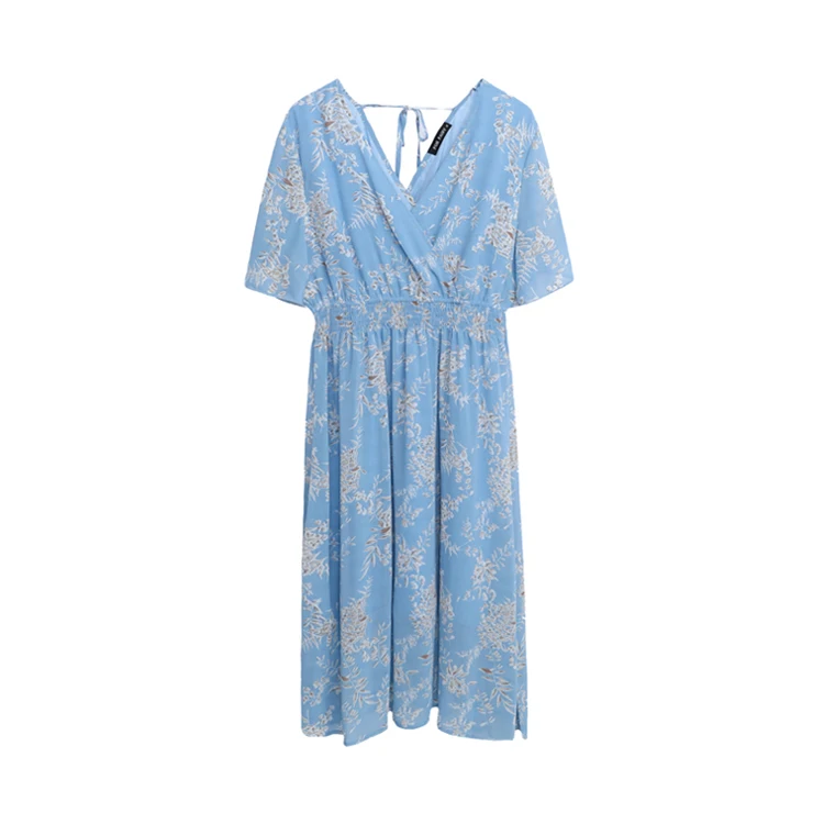 

Summer chiffon v-neck dress plus size women