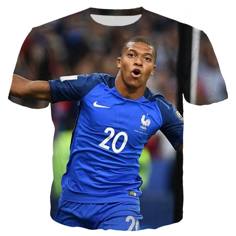 

2019 Fashion Football Star Kylian Mbappe Tees 3D Print T Shirt/Hoodie/Sweatshirt Unisex Hipster Casual Tops HX007