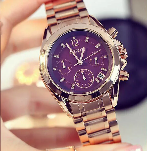 Ancient European fashion six pin small steel watch dial female Korean Rhinestones retro Business Casual watch