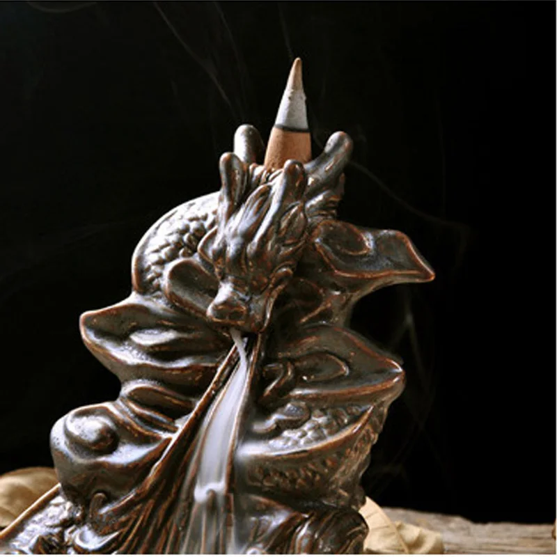 Домашний декор креативный дым обратного потока благовоний горелки ароматическая керамическая поделки украшения конус башня курильница комната держатели для палочек G