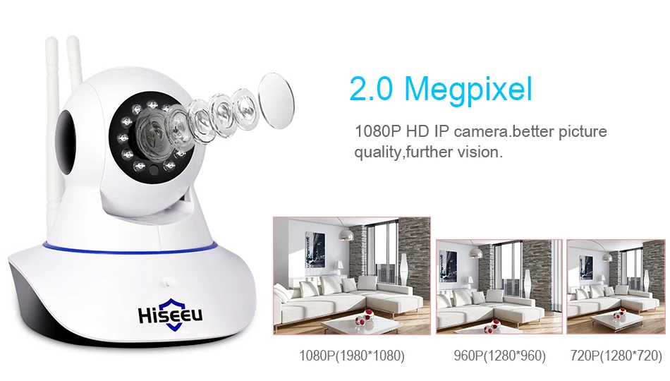 Hiseeu Домашняя безопасность 1080P 3MP Wifi ip-камера аудио запись SD карта памяти P2P HD CCTV Беспроводная камера видеонаблюдения радионяня