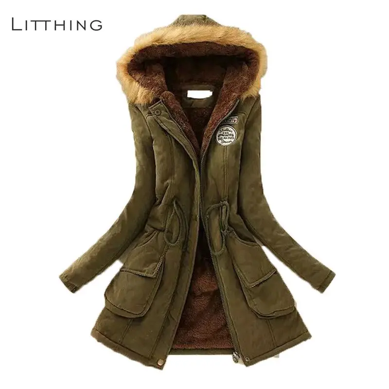 

LITTHING Women Fluffy Parkas Female Women Coat Thicken Warm Cotton Winter Jacket Womens Outwear Parkas 2019 Spring Plus Size 3XL