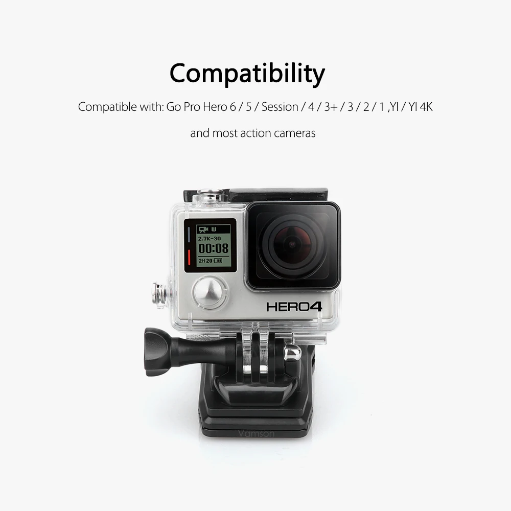 Vamson для GoPro, вращение на 360 градусов, рюкзак с зажимом, быстрое крепление для Hero 4 3+ 4, для Xiaomi, для yi, для SJCAM, для SJ4000 VP513