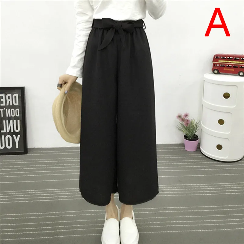 Wide Leg Pants Women Fashion High Waist Summer Casual Pants Office Ladies Drawstring Waist Loose Pants