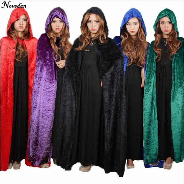 

Carnival Purim Halloween Costume For Women Hooded Death Elf Magician Witch Cloak Cape Robe Fantasia Adulto Cosplay Clothing