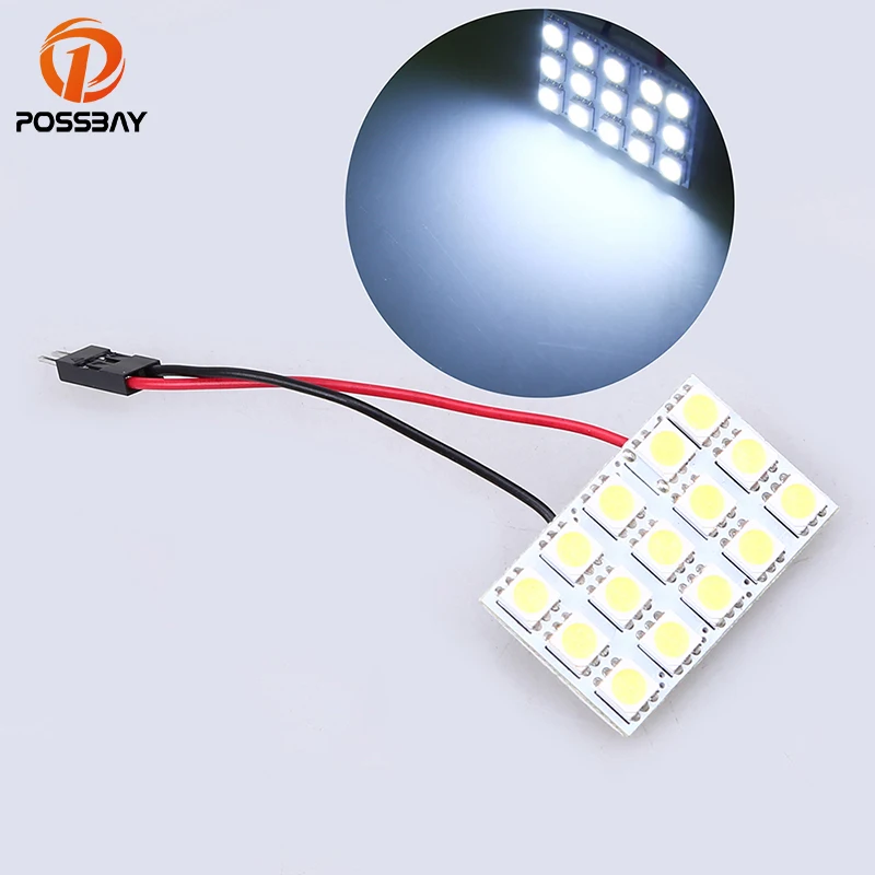 

POSSBAY Festoon T10 BA9S LED Panel Dome Lights Car Auto Vehicle Interior Reading Light White Roof Dome Lamp 5050 6/9/12/15/24SMD