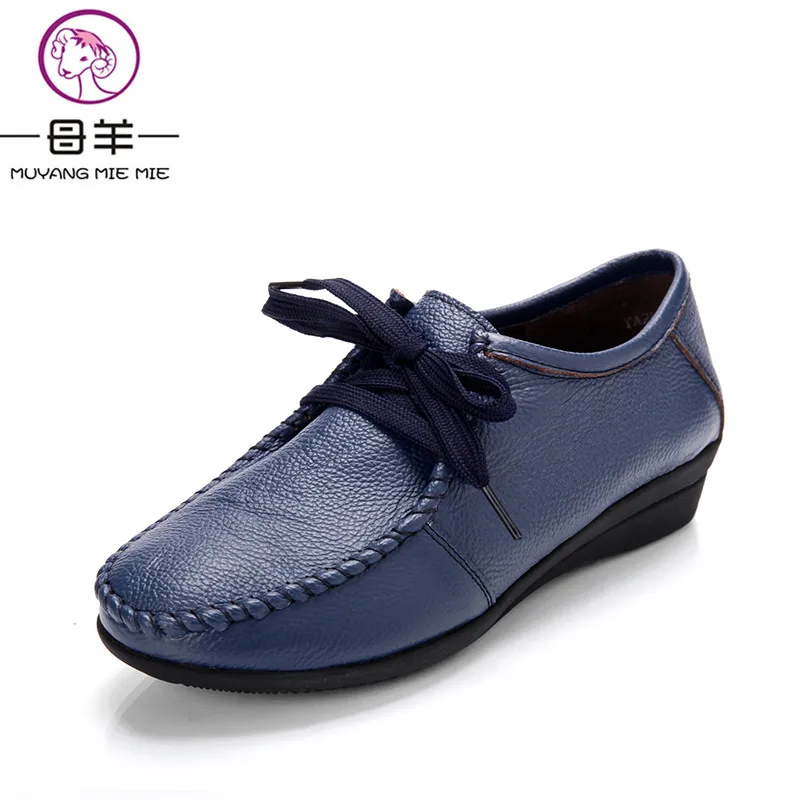 MUYANG Chinese Brand Size(34 42) Women Flats Women Genuine Leather