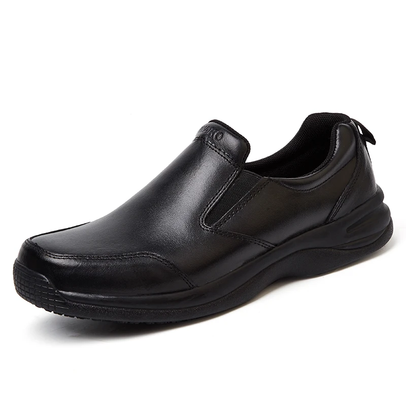 WAKO/93886; кожаная мужская обувь для кухни; кожаная обувь в деловом стиле; Мужская обувь шеф-повара; Черная Нескользящая рабочая обувь для гостиницы; нескользящая обувь - Цвет: Черный