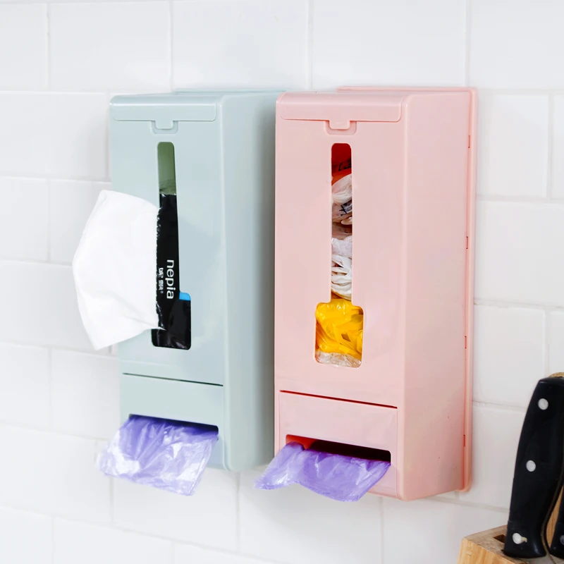 

Wall type plastic garbage bag collection box kitchen extractive glove finishing rectangular horse Holder Bag Box