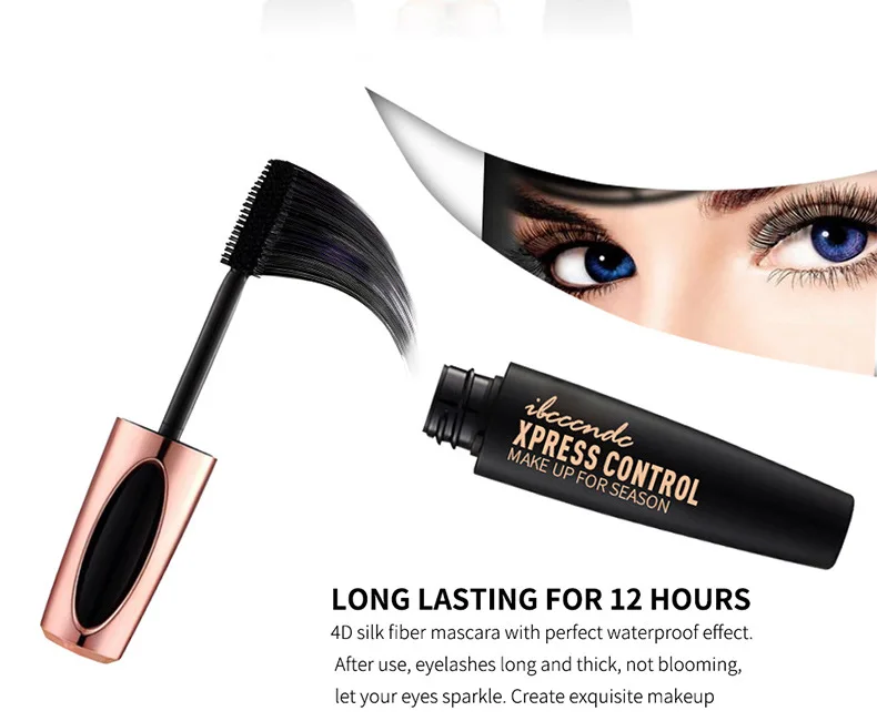 Hot 4D Silk Fiber Mascara Volume Makeup Lengthening Black Mascara Long-wearing Waterproof Eyelash Extension Eye Lashes Cosmetics