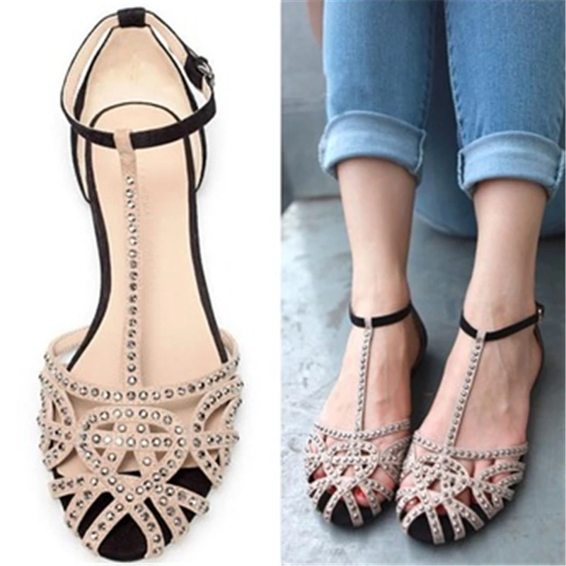 Supernova Sales Brand flat sandals for women new arrivals cutout summer shoes rhinestone Hollow fashion the