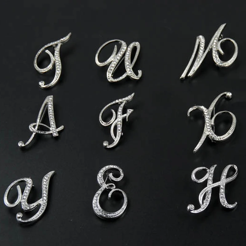 26 Alphabet A Z Initials Letters Brooches Fashion Alphabet Letters Design 26 Letters Crystal Brooches Hot Sell Brooches Aliexpress