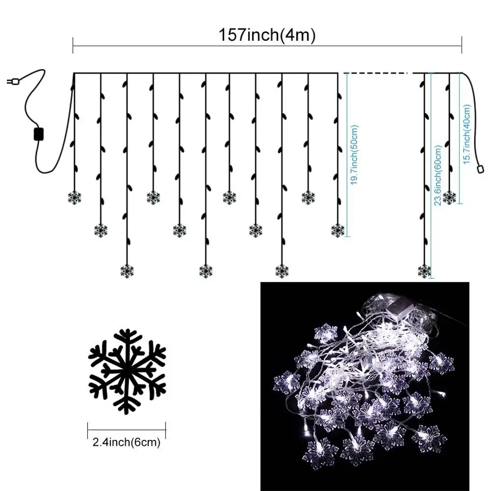 Светодиодная Рождественская гирлянда OurWarm, украшения для рождественской елки, украшения для дома, наружная Ночная гирлянда, новогодний продукт - Цвет: white Curtain light