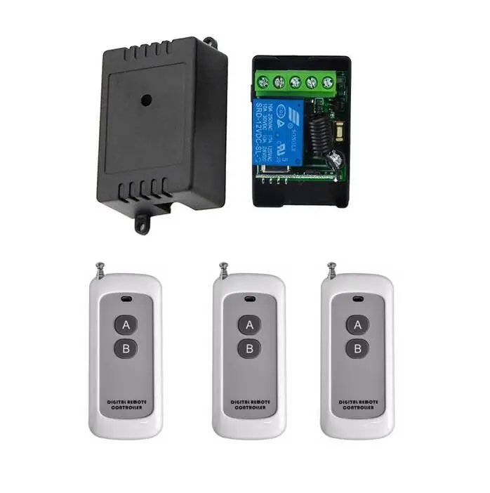 

Longe range DC12v 12 V 10A Relay 1CH wireless RF Remote Control Switch light Transmitter + Receiver for garage door gate 433m