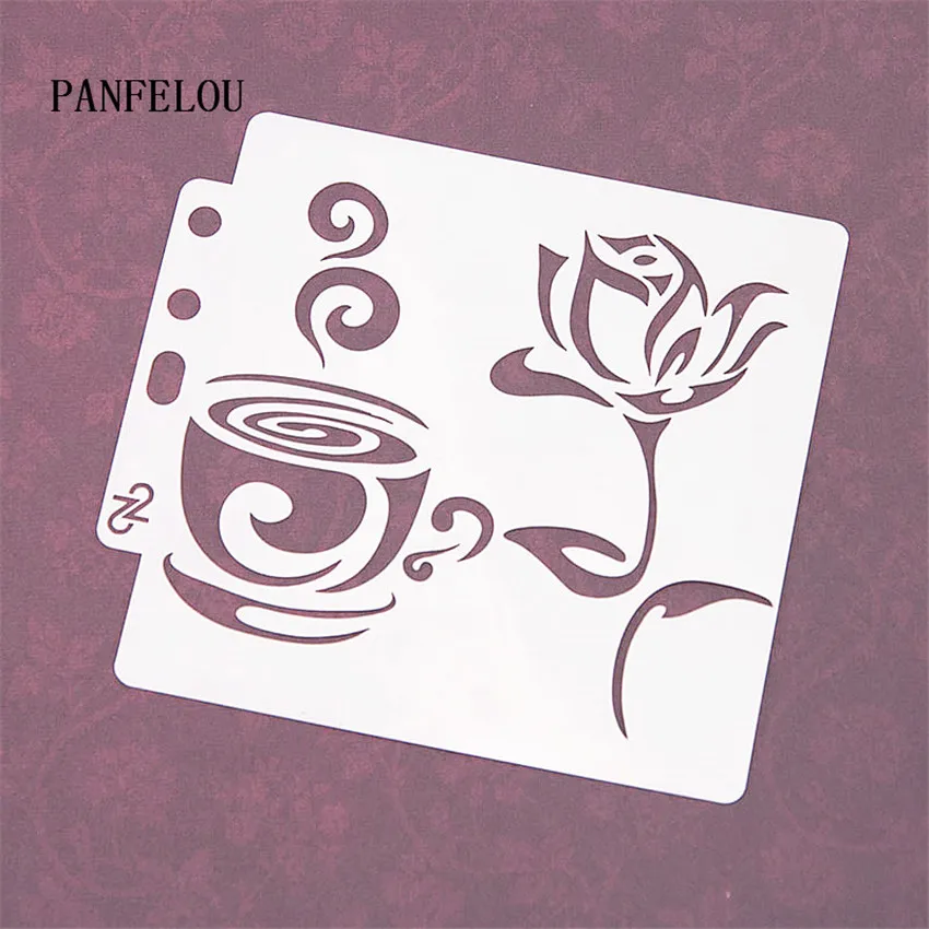 

Romantic coffee scrapbook stencils spray plastic mold shield DIY cake hollow Embellishment printing lace ruler Valentine's Day