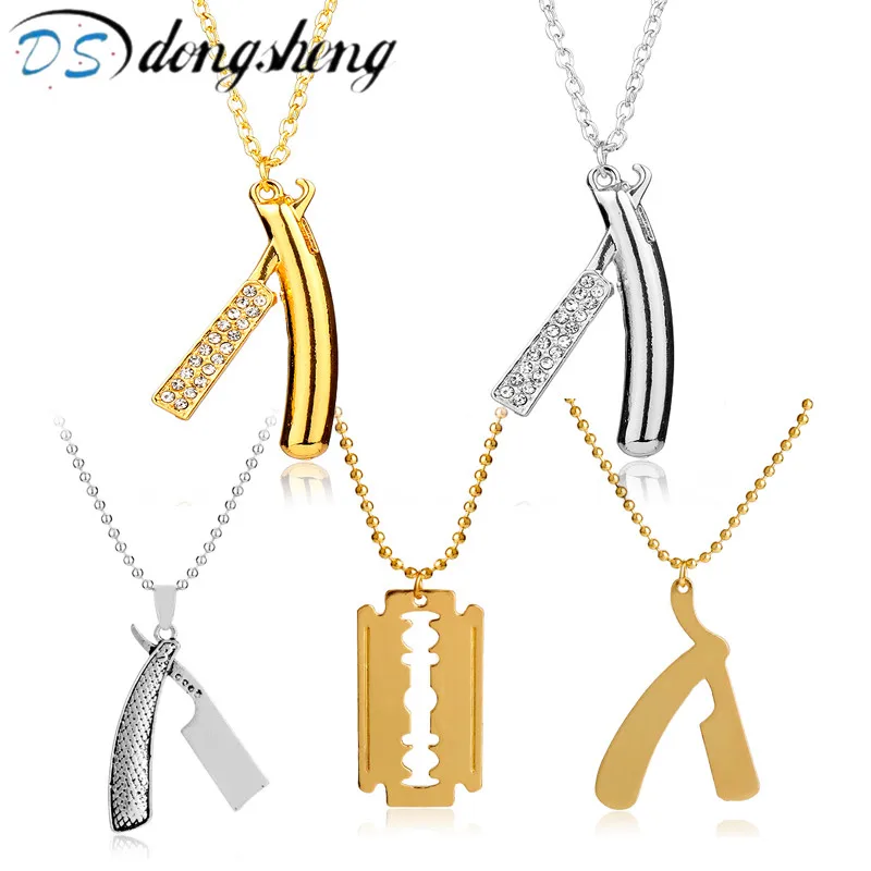 Dongsheng ожерелье с кулоном для бритвы s мужские ювелирные изделия мужское ожерелье в форме бритвы s& Кулоны ожерелье для парикмахерского магазина для мальчиков-3