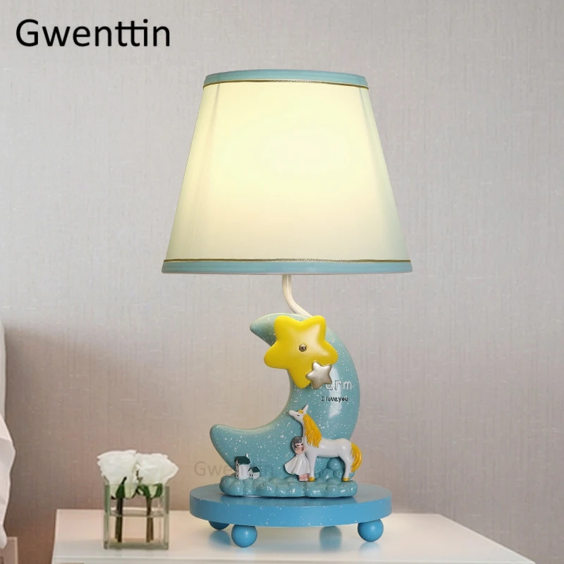 Cartoon Resin Star Moon Table Lamps For Bedroom Bedside Boy